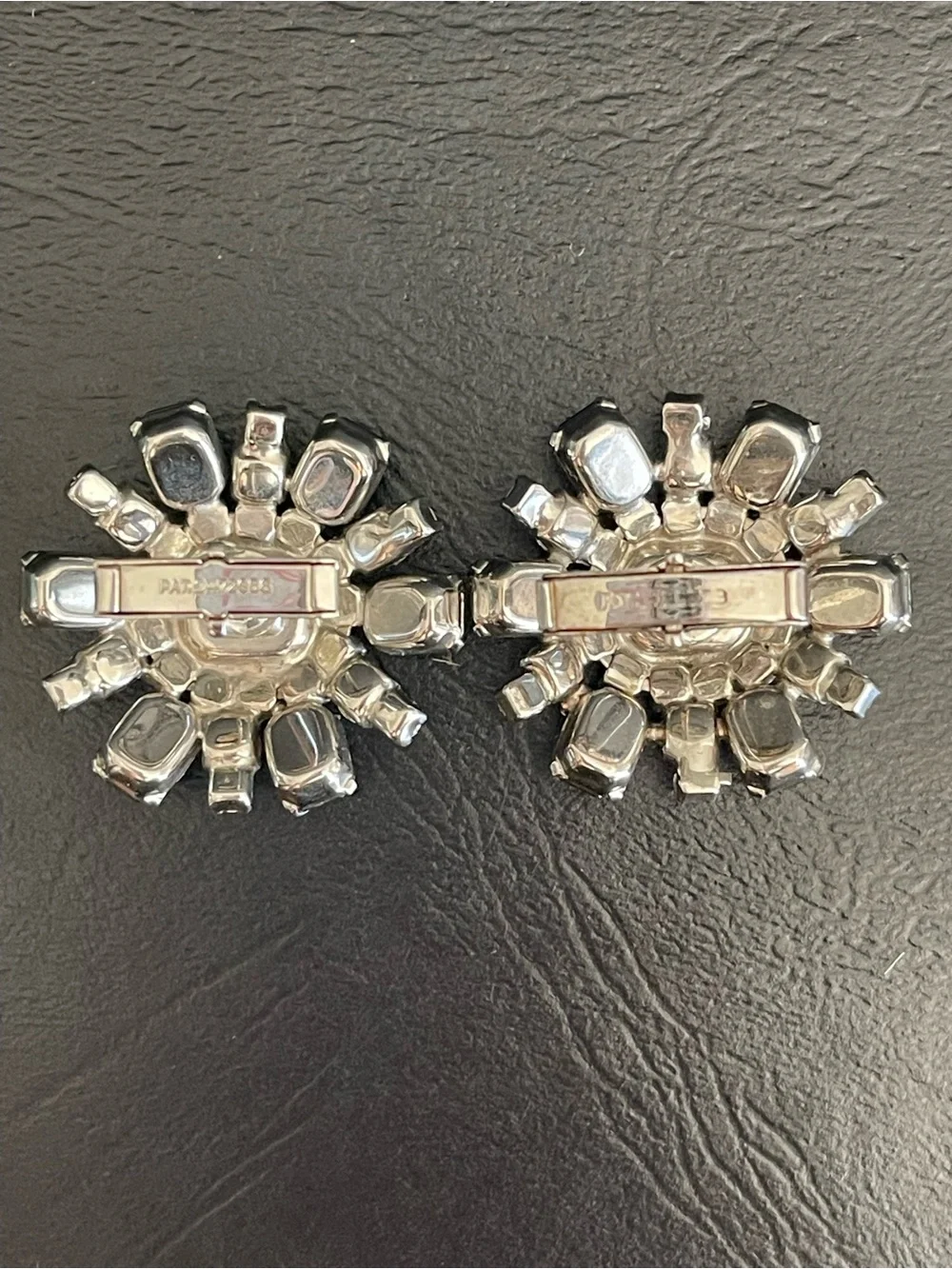 Vintage silver tone rhinestone cuff Links.